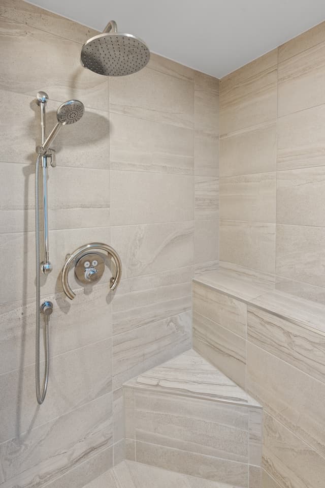 Walk-in shower tile work